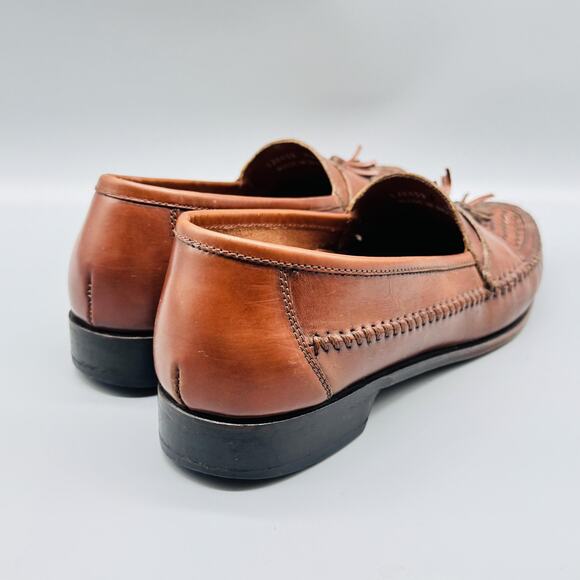 GH Bass & Co Shoes Mens 11.5 Brown Leather Woven Tassel Loafers Moc Toe Slip On - Picture 7 of 11
